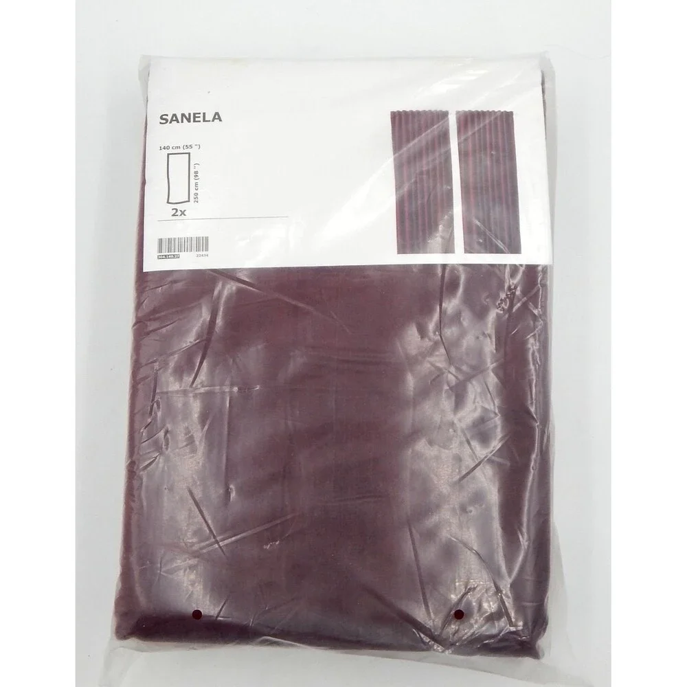 Ikea SANELA Dark Red Velvet Curtains Room Darkening 55x98 Inch 1 Pair 304.140.27